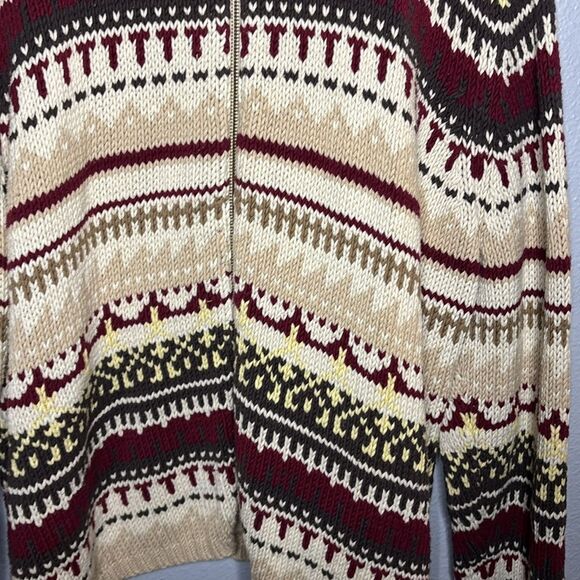 Great Northwest Knit Green Red Cream Full Zip Sweater Size 3X - Picture 5 of 9